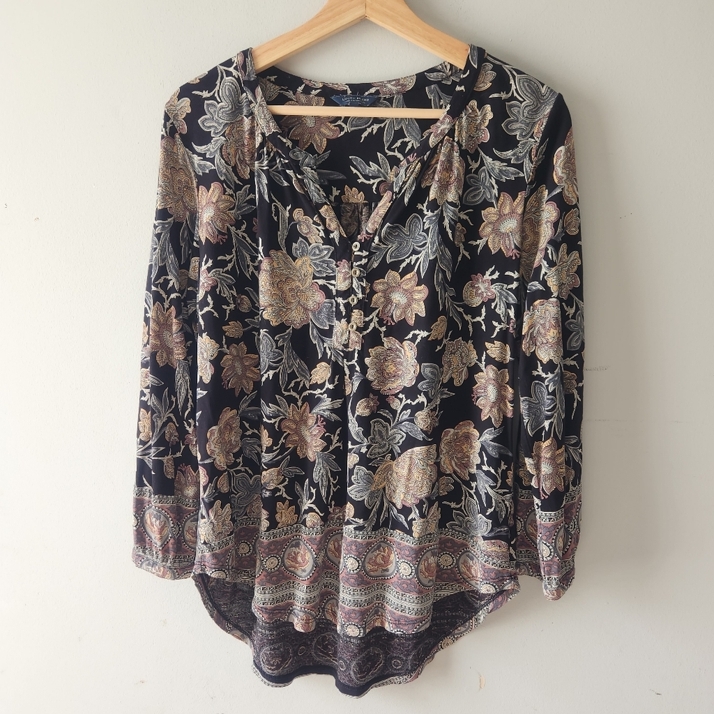 Lucky Brand Floral Print Top Medium
